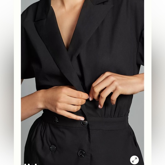 Anthropologie Maeve Black Short-Sleeve Tailored Blazer Romper NWT - Picture 3 of 11